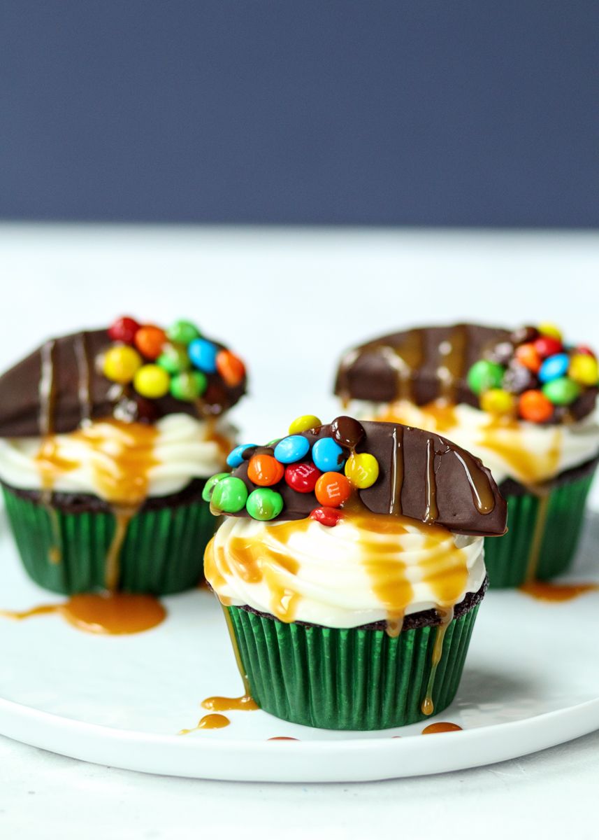 Chocolate Covered Caramel Apple Cupcakes