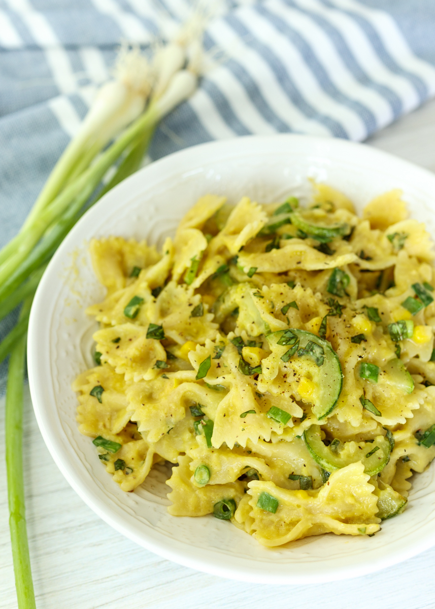 Creamy Corn Pasta with Basil  |  Lemon & Mocha