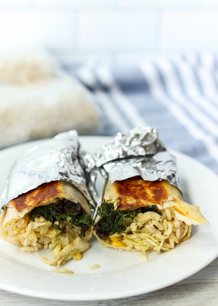 Freezer Burritos: Chicken Verde, Mushroom, Kale and Brown Rice Burritos  |  Lemon & Mocha