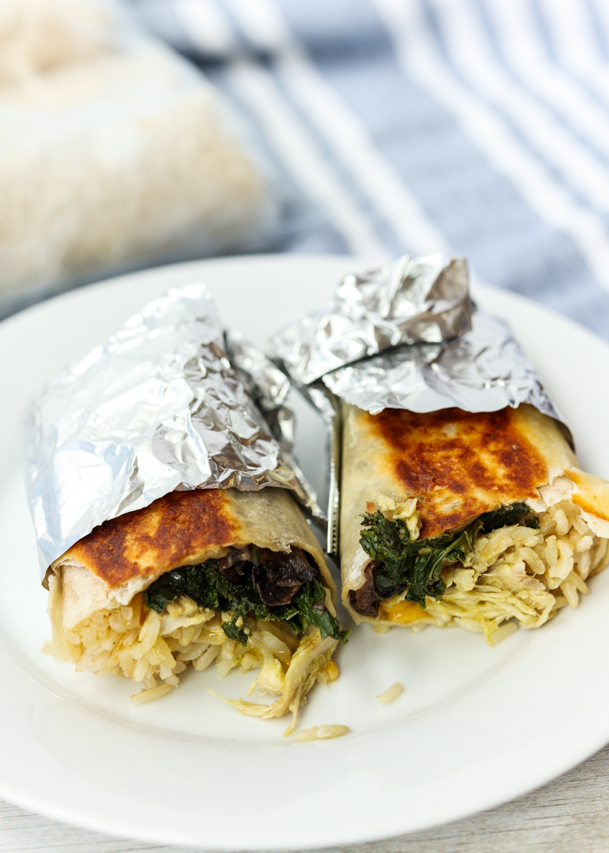 Freezer Burritos: Chicken Verde, Mushroom, Kale and Brown Rice Burritos  |  Lemon & Mocha