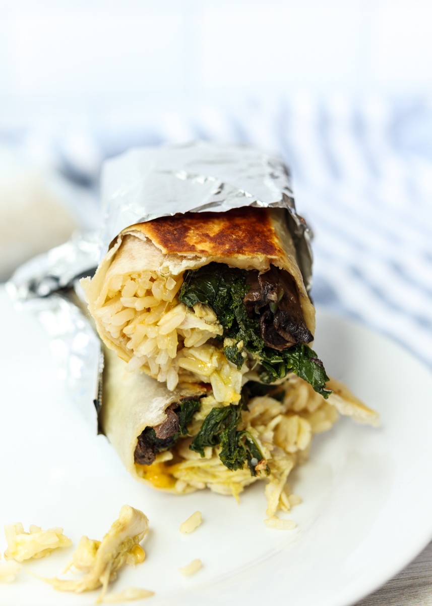 Freezer Burritos: Chicken Verde, Mushroom, Kale and Brown Rice Burritos  |  Lemon & Mocha