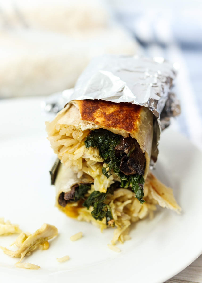 Freezer Burritos: Chicken Verde, Mushroom, Kale and Brown Rice Burritos  |  Lemon & Mocha