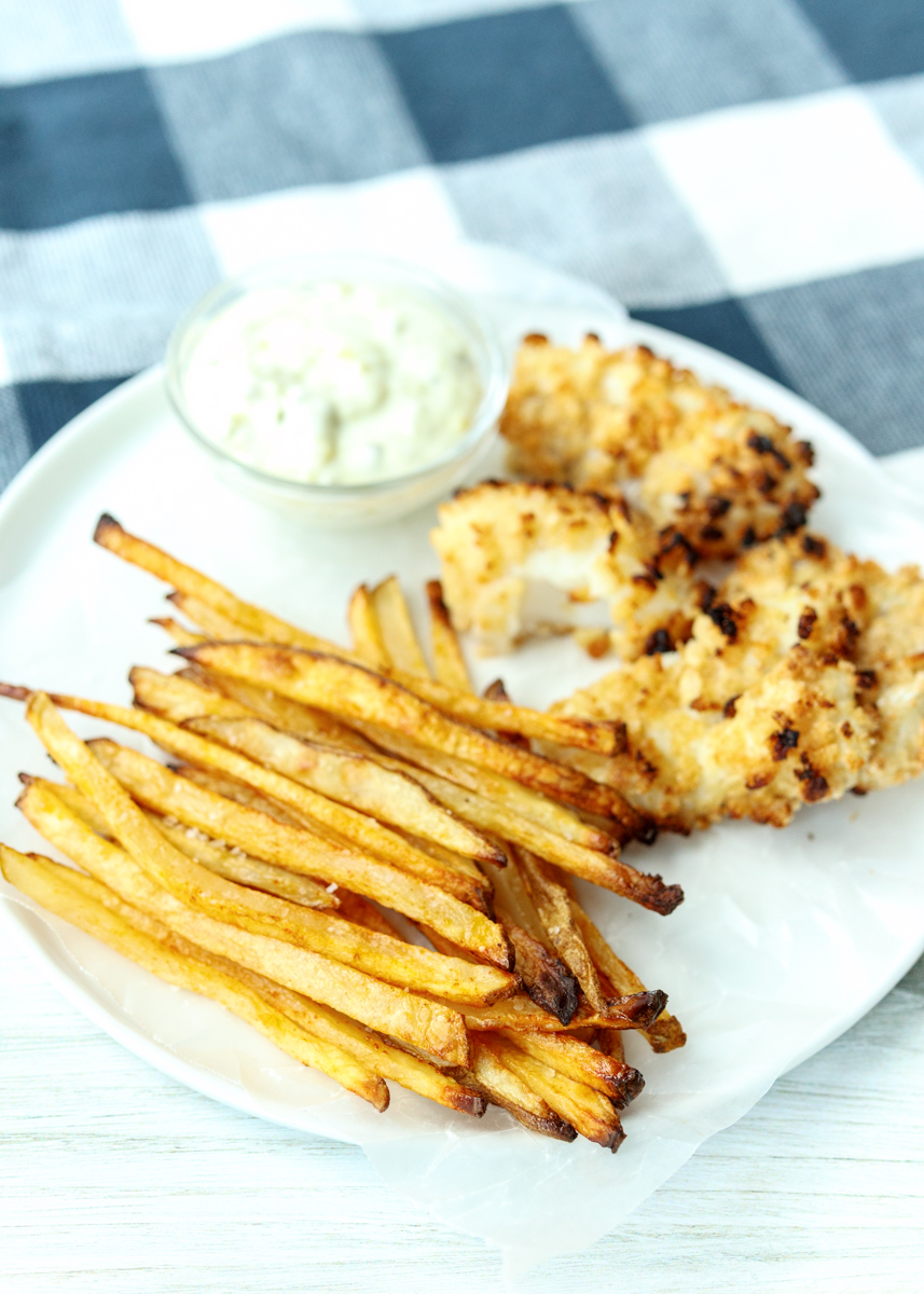 Crispy Baked Fish and Chips  |  Lemon & Mocha