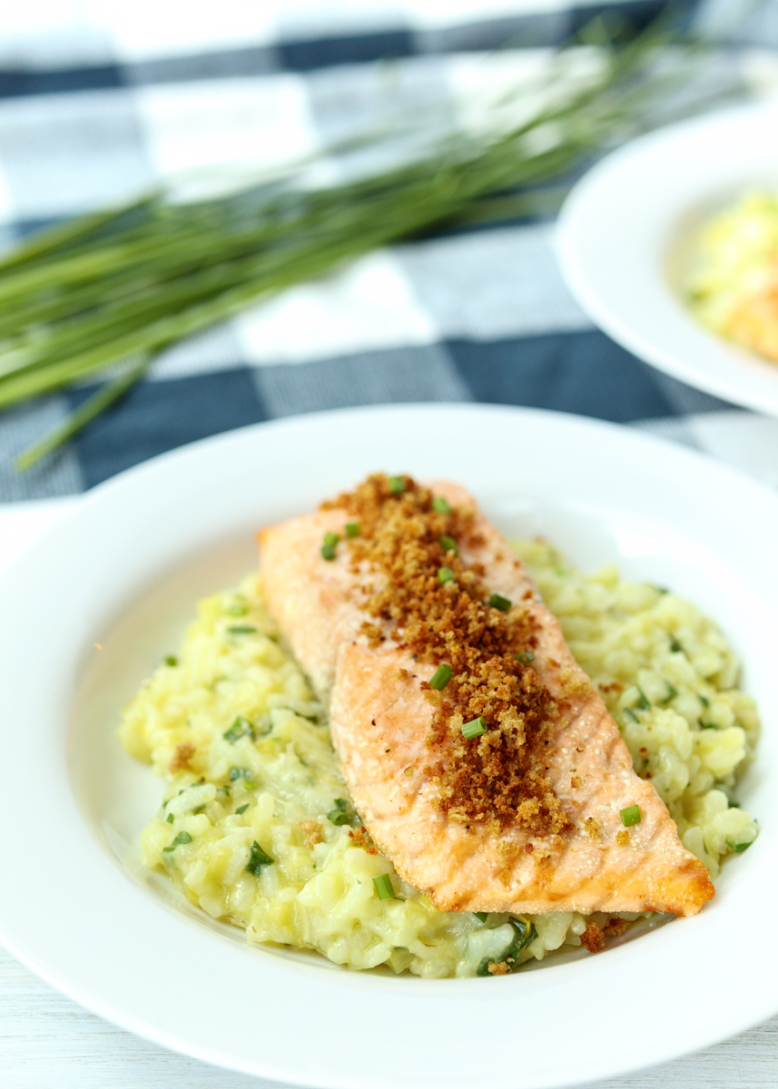 Lemon Herb Risotto with Salmon and Crispy Panko  |  Lemon & Mocha