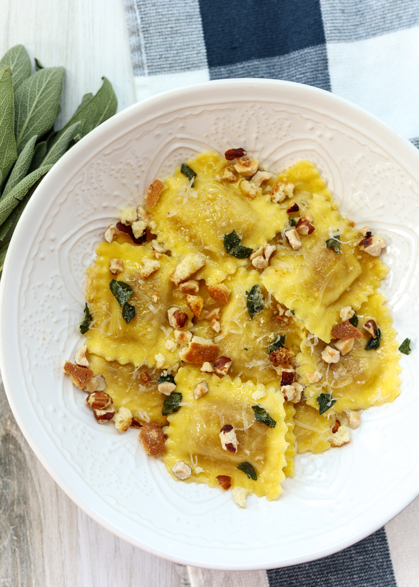 Butternut Squash Ravioli in a Sage Brown Butter Sauce  |  Lemon & Mocha