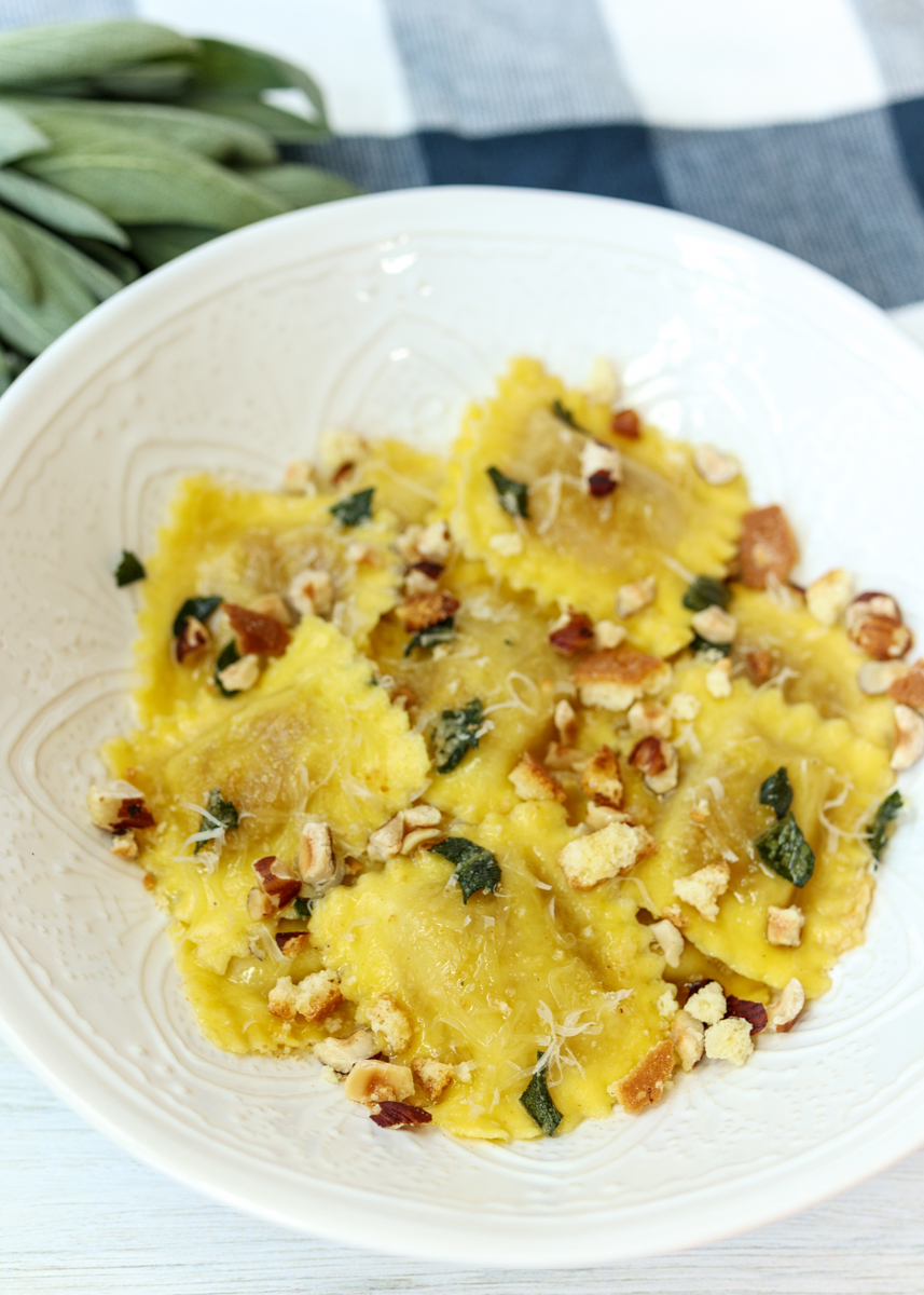 Butternut Squash Ravioli in a Sage Brown Butter Sauce  |  Lemon & Mocha