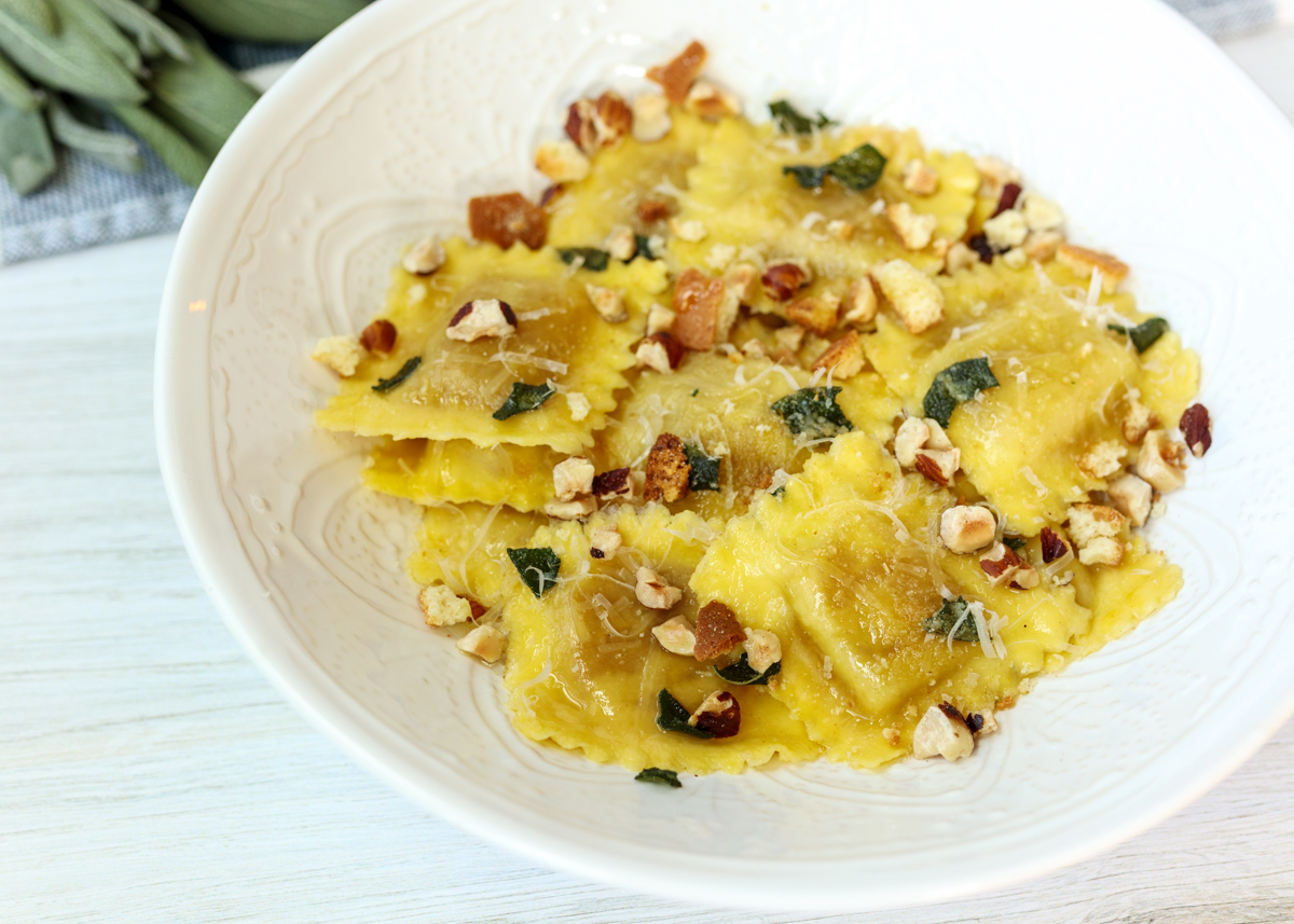 Butternut Squash Ravioli in a Sage Brown Butter Sauce  |  Lemon & Mocha