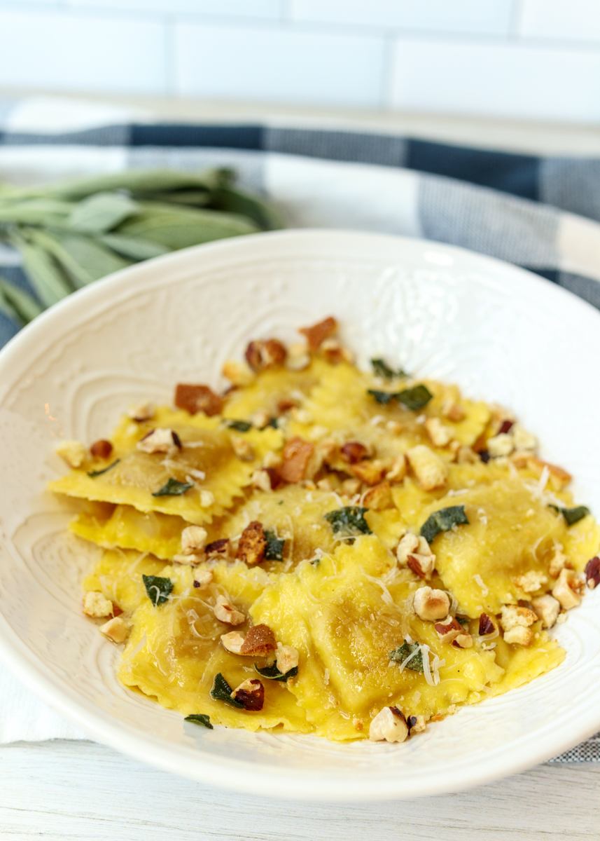 Butternut Squash Ravioli in a Sage Brown Butter Sauce  |  Lemon & Mocha