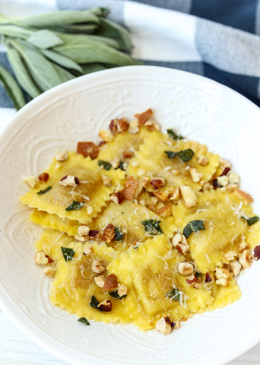 Butternut Squash Ravioli in a Sage Brown Butter Sauce  |  Lemon & Mocha