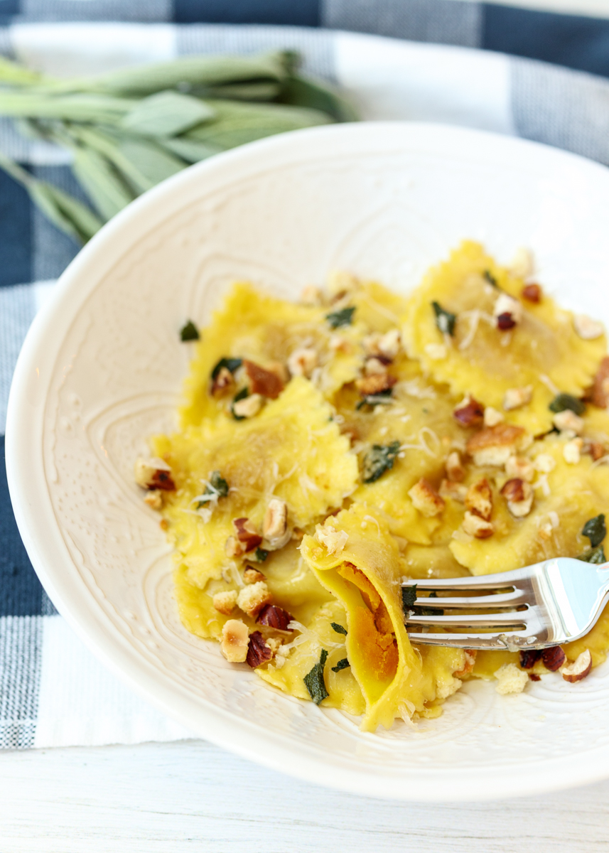 Butternut Squash Ravioli in a Sage Brown Butter Sauce  |  Lemon & Mocha