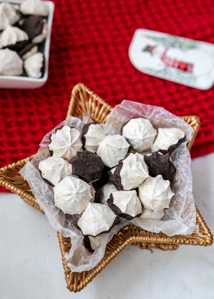 Chocolate Dipped Espresso Meringue Kisses  |  Lemon & Mocha