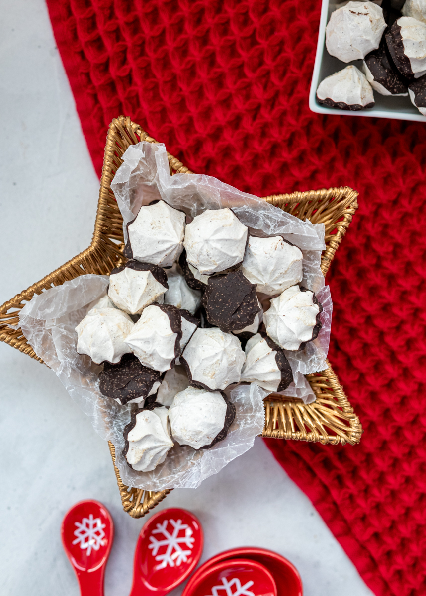 Chocolate Dipped Espresso Meringue Kisses