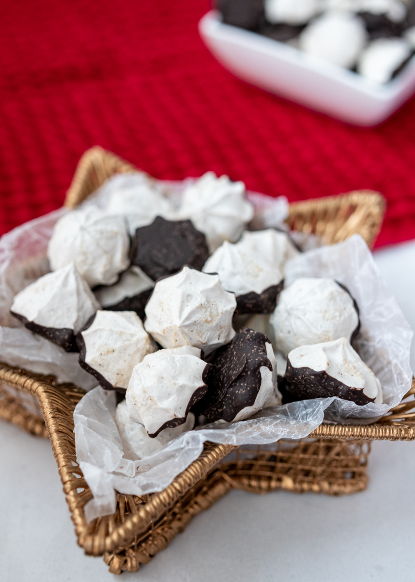 Chocolate Dipped Espresso Meringue Kisses  |  Lemon & Mocha