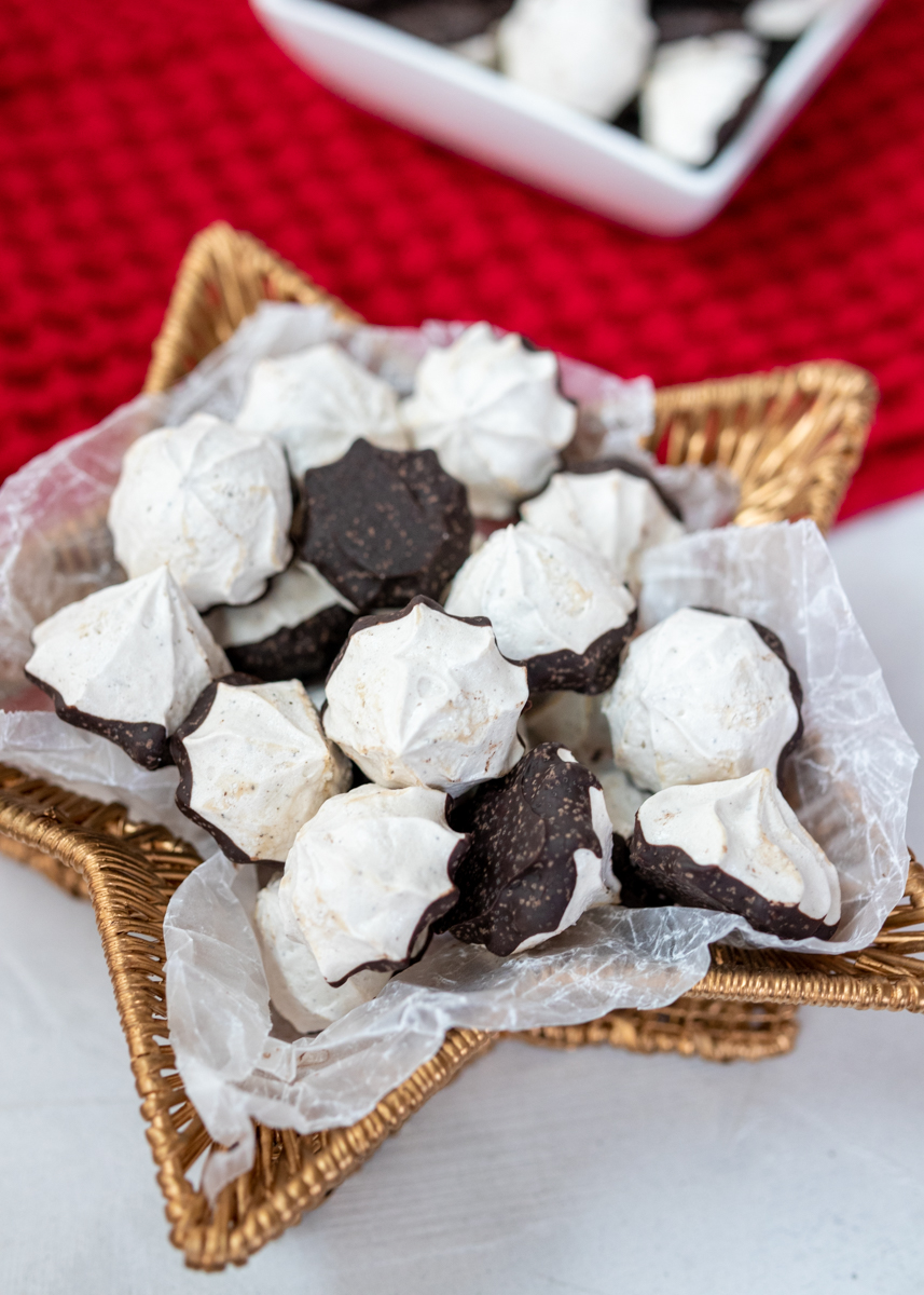 Chocolate Dipped Espresso Meringue Kisses  |  Lemon & Mocha