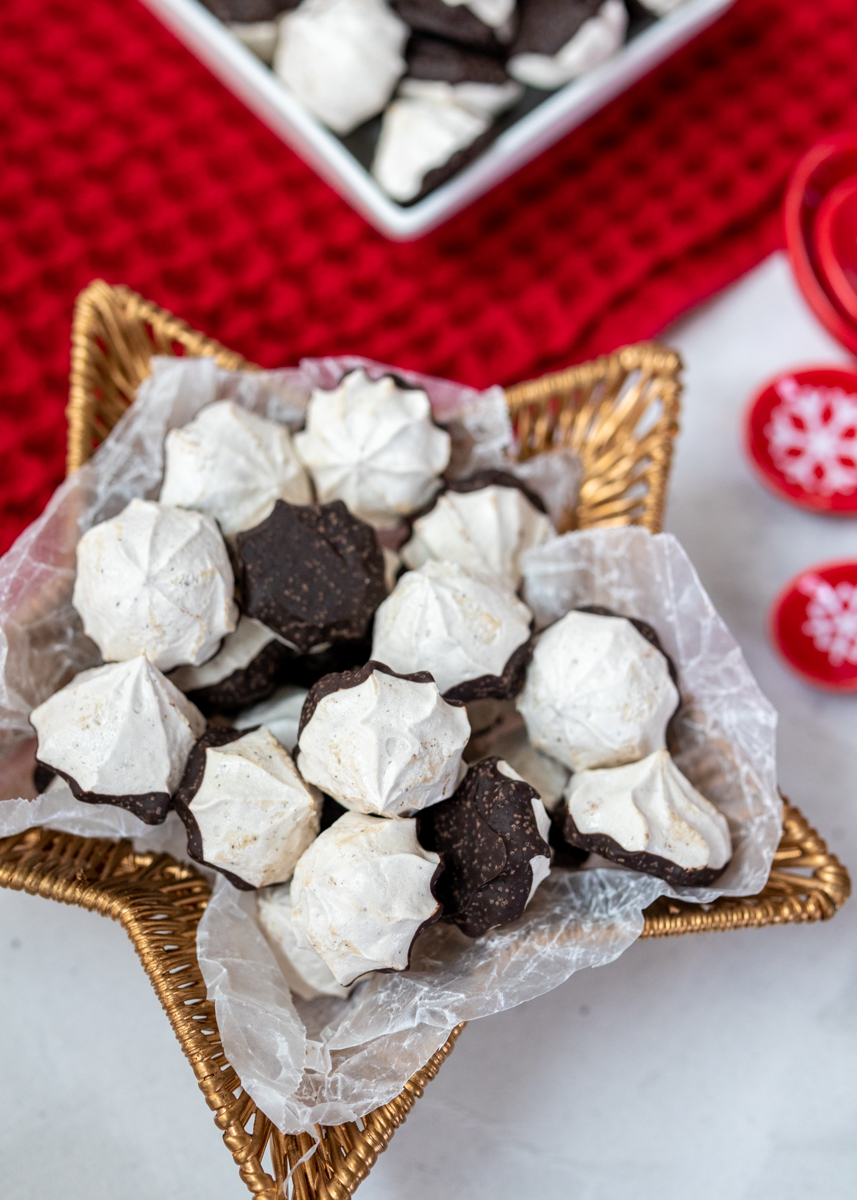 Chocolate Dipped Espresso Meringue Kisses  |  Lemon & Mocha