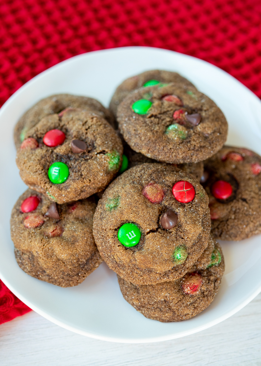 Soft Gingerbread M&M Cookies  |  Lemon & Mocha