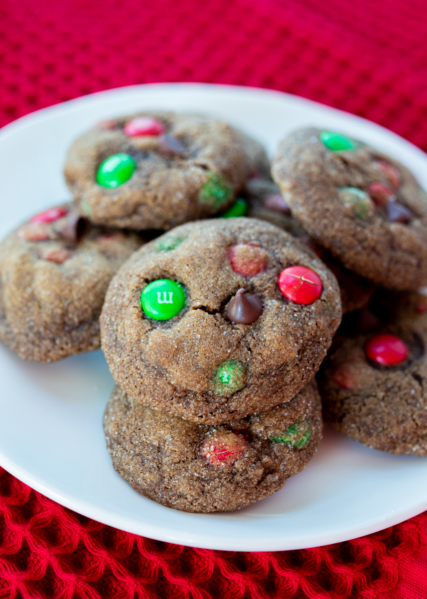 Soft Gingerbread M&M Cookies  |  Lemon & Mocha