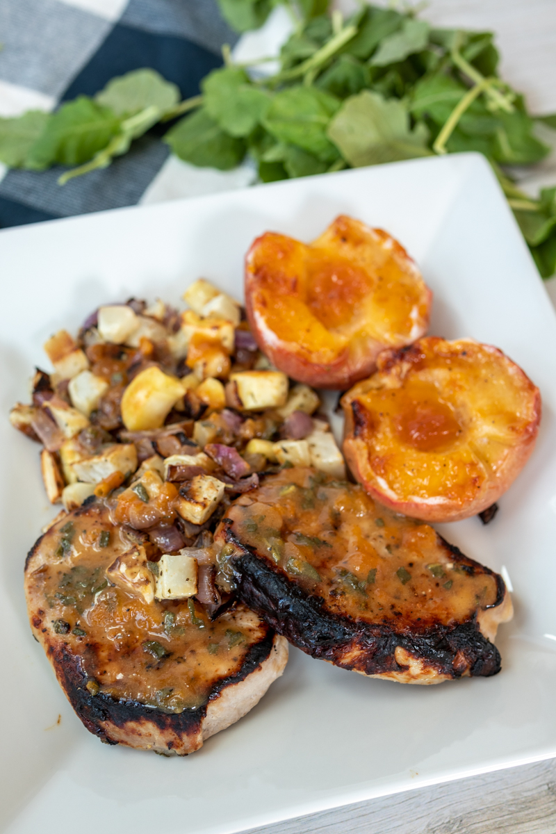 Pork Chops with Baked Apples, Parsnips and Turnips  |  Lemon & Mocha