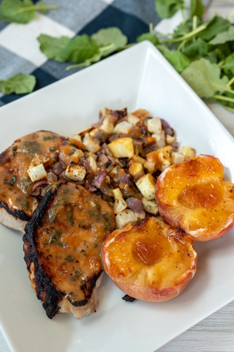 Pork Chops with Baked Apples, Parsnips and Turnips  |  Lemon & Mocha