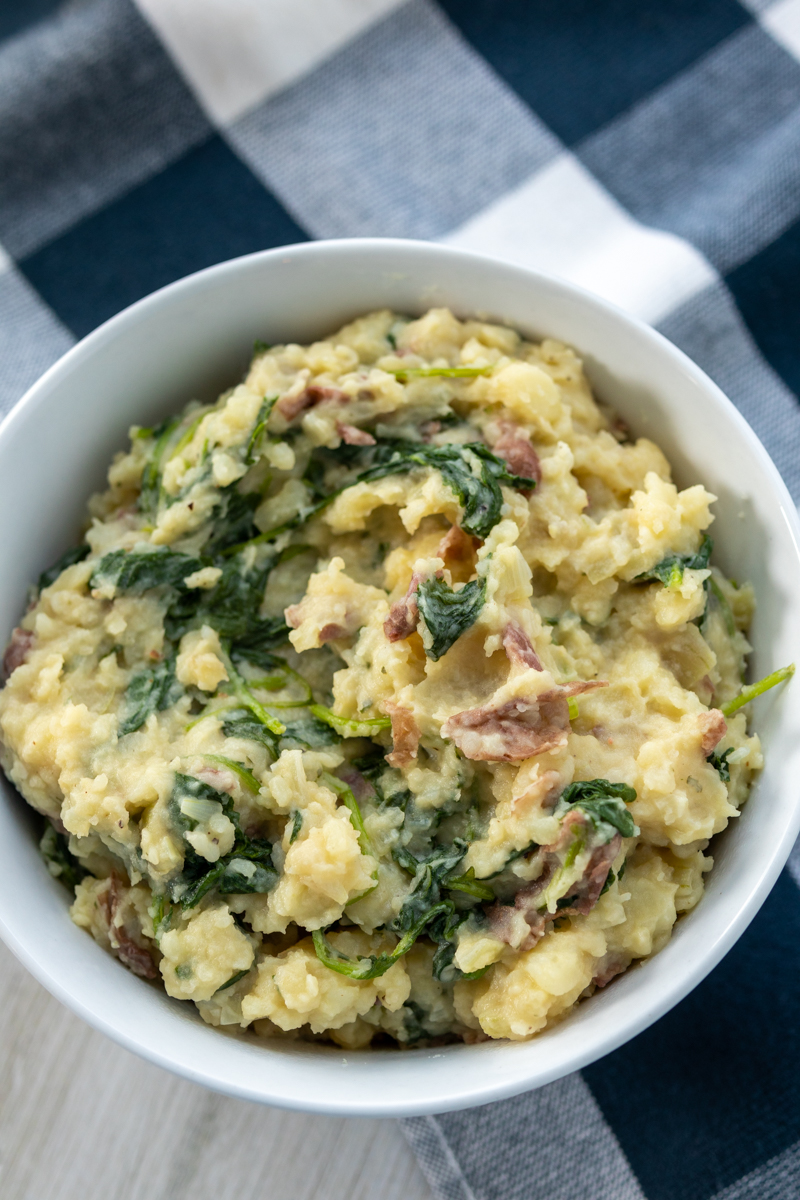 Olive Oil Mashed Potatoes and Kale