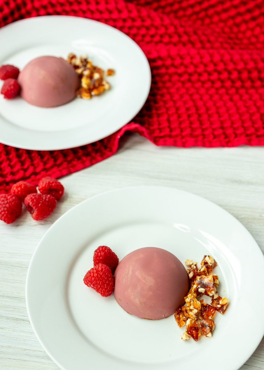 Raspberry Sorbet and Frozen Chocolate Mousse Domes  |  Lemon & Mocha